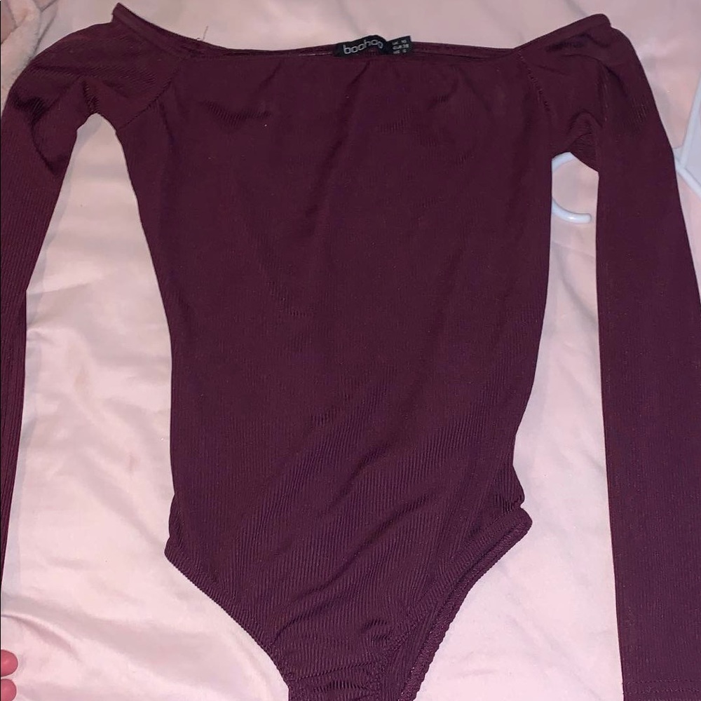 Maroon Off the shoulder bodysuit